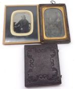 Two Daguerreotype Portraits of full length of a lady in Victorian dress in an interior; and a