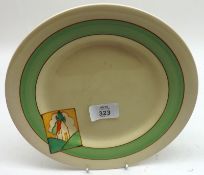 A Clarice Cliff Circular Plate, decorated with the “Stroud” pattern, with a banded vignette border