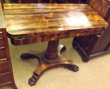 A William IV or early Victorian Rosewood Card Table with folding top and green re-baized interior,