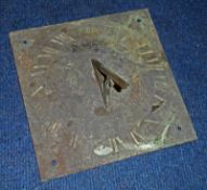 A 19th Century Sundial of typical square form, with weathered patina 8” square