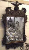 A formerly Gilded Wall Mirror, crested with a Ho Ho bird, and the gilt and gesso frame moulded