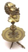 A Vintage Novelty Brass Counter Cigar Lighter, formed as a negro’s head, raised on a knopped stem to