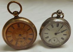A Mixed Lot comprising:  Two various base metal cased open faced key-wind Pocket Watches, various