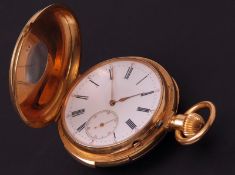 A last quarter of the 19th Century Swiss Half Hunter keyless minute repeating Watch, Cartier &