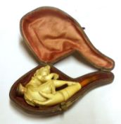 A late 19th/early 20th Century Novelty Meerschaum Pipe or Cheroot Holder, the bowl formed as a