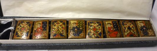 A Victorian early 20th Century Persian “Storybook” panel Bracelet, featuring hand painted scenes,
