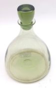 A Green Glass Whitefriars Decanter of mallet form, designed by Barnaby Powell, 8” high