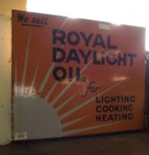 A Vintage Enamelled Advertising Sign “We Sell Royal Daylight Oil for Lighting Cooking and