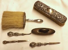 A Mixed Lot: various Dressing Table items to include two Brushes, Manicure Items and an Oval Buffer