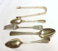 A Mixed Lot comprising: two Old English pattern Dessert Spoons; a further Victorian Fiddle and