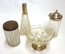 A Mixed Lot comprising: three assorted Silver Topped Dressing Table Bottles and a further small