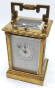 An early 20th Century French Brass repeating Carriage Clock, 2504, the silvered lever platform