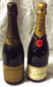 Two Bottles: Moet & Chandon and Canard-Duchene Champagne