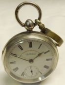 A late 19th Century Silver cased open faced Watch, No 391662, the gilt movement with blued steel