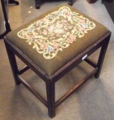 A 19th Century Rectangular Mahogany Framed Stool with push-out upholstered seat, raised on chamfered