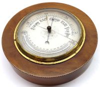 An early 20th Century and Mahogany Boxwood line inlaid Aneroid Barometer, the drum shaped case