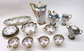 A Noritake (Spider Mark) Tea/Coffee Service, all decorated in colours with floral garlands and