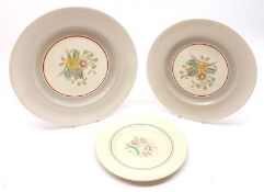 A Mixed Lot: two Susie Cooper floral decorated 7” Plates; together with six Wedgwood floral