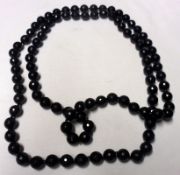 A French Jet facetted Bead Necklace, 122cm long