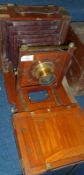 A late 19th/early 20th Century Mahogany Cased and Brass Mounted Bellow Camera, Perken, Son &