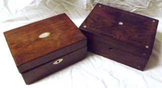 Two Victorian Rosewood Boxes, one with vacant mother-of-pearl nameplate and similar escutcheon and