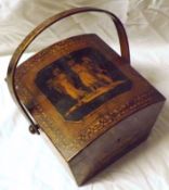 An Olive Wood Italian small late 19th/early 20th Century Box of tapering square form, the domed