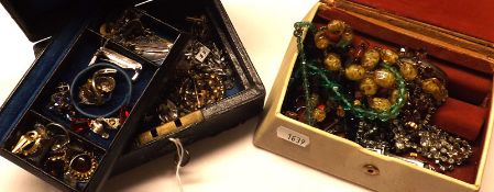 Two small cases containing a collection of various assorted Costume Jewellery, including Brooches,