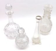 A Mixed Lot: a small Cut Clear Glass Onion-shaped Decanter with stopper (stopper A/F); a further