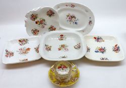 A Mixed Lot: four various 19th Century Serving Dishes, decorated with coloured floral sprays,