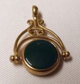 A 20th Century hallmarked 9ct Gold small Swivel Fob