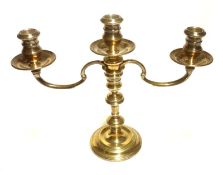 A Queen Elizabeth II Three Light Candelabra, of typical form with knopped stem and spreading