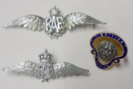 A Mixed Lot comprising: two Vintage RAF Chromium Plated “Wings” Dress Brooches and a Royal British
