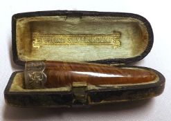 A Victorian Silver Mounted Cigarette or Cigar Holder in fitted case, 2 ½” long (A/F)