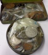 Two Tins: assorted English and Foreign Coinage
