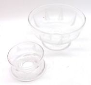 A Stuart Crystal Set of Seven Sundae Dishes and a Pedestal Dessert Bowl, all with fern cut detail;