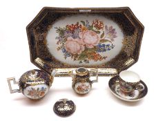 A late 19th Century Meissen part Cabaret Set, comprising an Octagonal Tray with large central