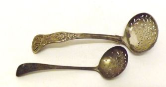 A Mixed Lot comprising: a 19th Century Kings pattern Sifting Spoon with foliate pierced bowl,