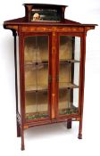 A good late Victorian China Display Cabinet in the Art Nouveau style, the galleried back with
