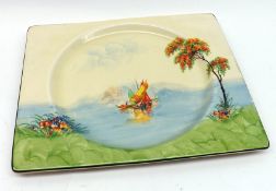 A rectangular Royal Staffordshire “The Biarritz” 9” Plate, decorated with a scene of ships on a calm