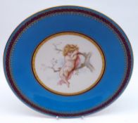 A Minton Cabinet Plate, circa 1874, decorated with a central panel of a young girl on a branch,