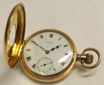 A first quarter of the 20th Century Gold plated half hunter keyless Pocket Watch, 316151, the 7-