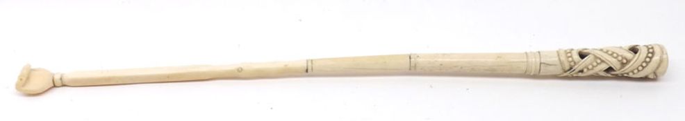 A Bone and Ivory Composite Backscratcher (the handle probably formerly from a parasol), of sectional