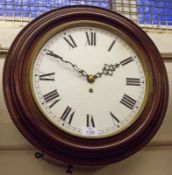 A late 19th/early 20th Century lacquered Mahogany dial Timepiece, the moulded surround to a spun