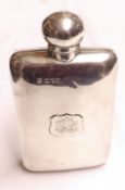 An Edward VII Rectangular Hip Flask, fitted with hinged turning lid, body with central engraved