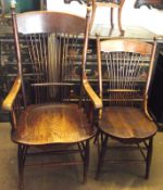 A set of eight late Victorian Oak Spindle Back Dining Chairs in the American style to include two