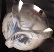 An early 20th Century Circular Glass Ceiling Light Shade with coloured marbled detail, 12” diameter