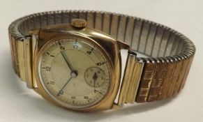 A second quarter of the 20th Century 9ct Gold Wrist Watch, 1/440, the Swiss jewelled movement to a