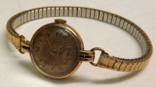 A mid-20th Century Ladies 9ct Gold Cased Wristwatch, Cyma, jewelled movement, Arabic numbers and