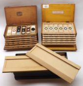 A Mixed Lot comprising: a Broadhurst & Clarkson Microscope Slide Box containing 69 various