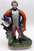 A large 19th Century Staffordshire Figure of Robert Burnes, decorated throughout in colours,